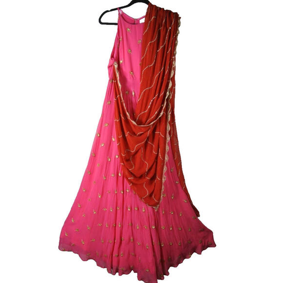 NWD, SANI Nila Anarkali with Dupatta Pink Size L #LD0121 - Picture 6 of 12